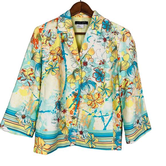 Vintage City Girl x Nancy Bolen Silk Floral Jacket Beaded Upcycle - M - Picture 1 of 6